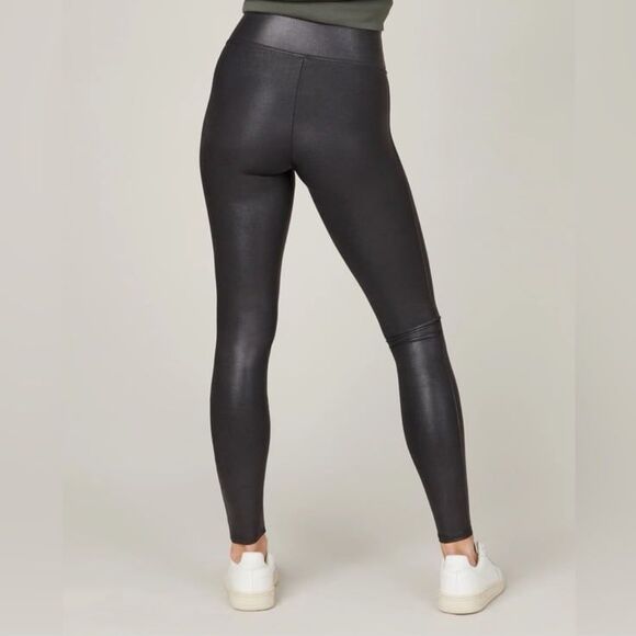 Spanx Power Waistband Faux Leather Pebble Leggings Size Large - Picture 8 of 12